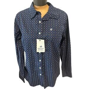 Ariat Real Fitted Women’s XL Blue Long Sleeve Button Down Blouse